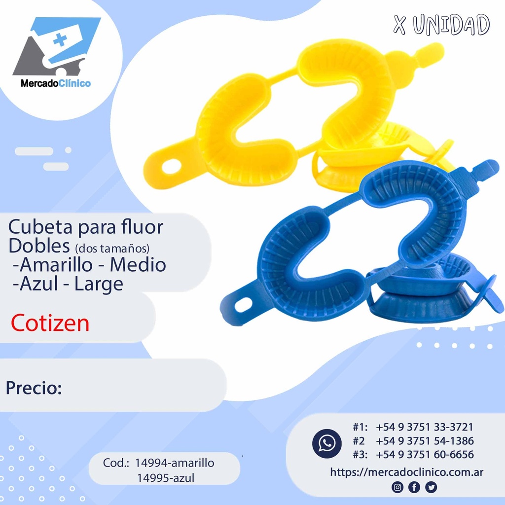 Cubeta para fluor doble - X UNIDAD - COTIZEN | Mercado Clinico AR